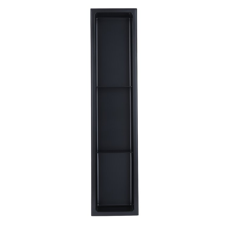 AKDY 8 in. W x 36 in. H x 4 in. D Stainless Steel Triple Shelf Bathroom Shower Wall NICHE in Matte Black