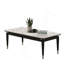 Table basse de style contemporain avec plateau en pierre frittée et pieds en flèches argentées avec finition noire et blanche