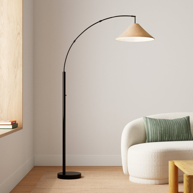 Braxton 76'' Arched Floor Lamp, Light Brown, Dark Bronze