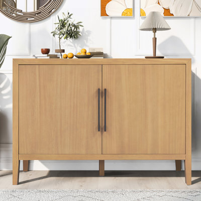 Minimalist Wooden Storage Cabinet with Metal Handles