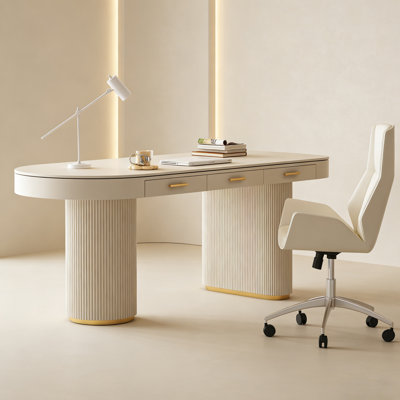 Cream Style White Sintered Stone Desk