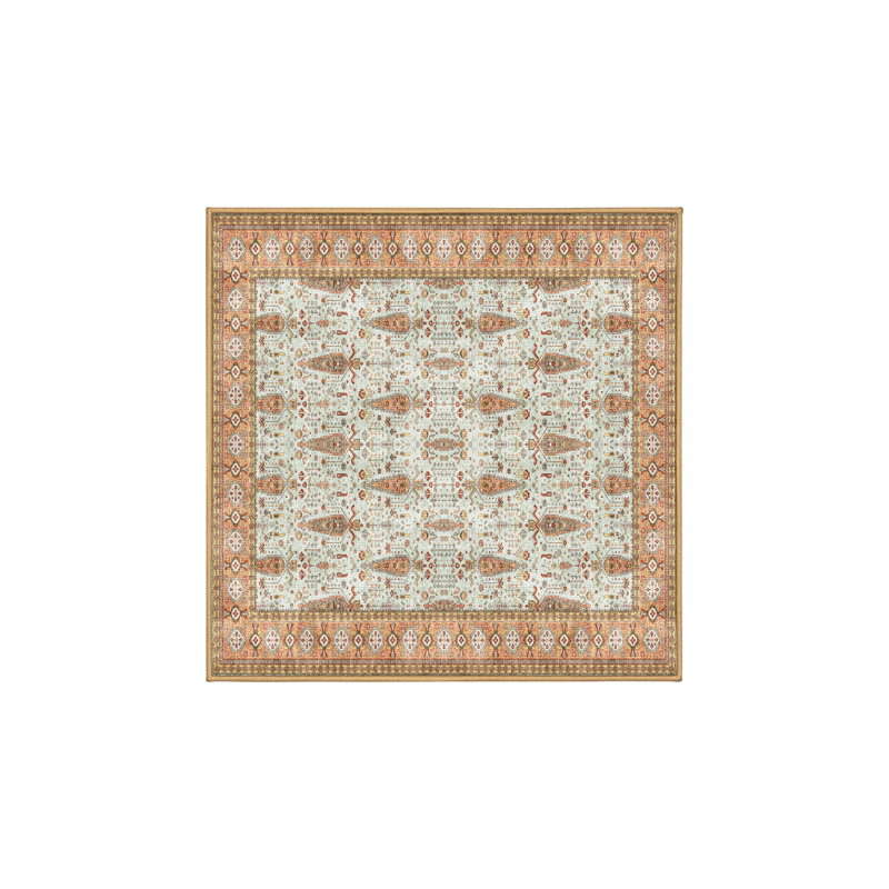 Fleisig Hand Loomed Washable Oriental Indoor Rug, Square 3'