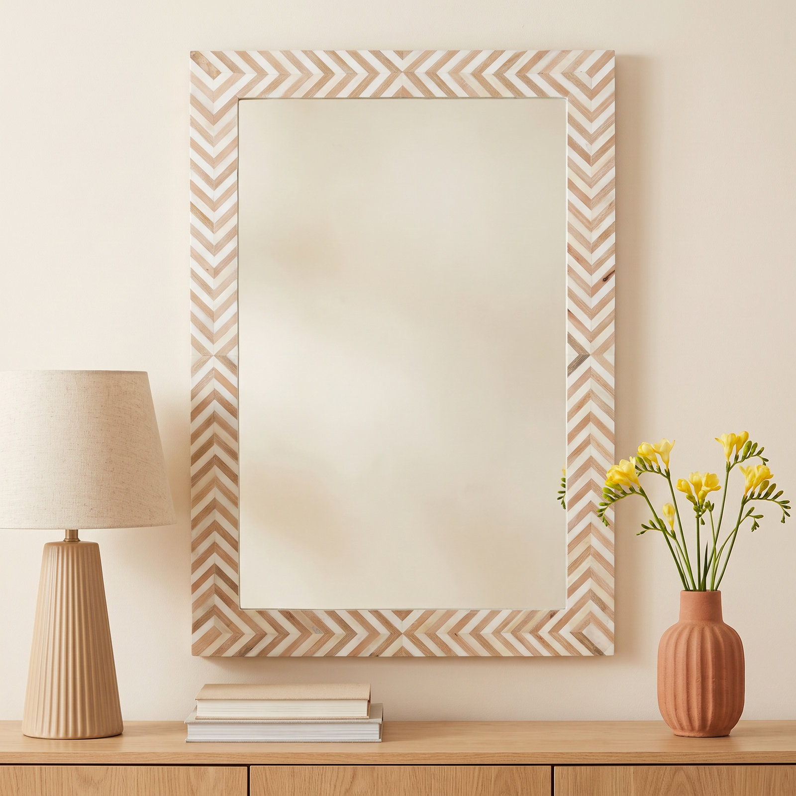 Cataldo Wood Flat Wall Mirror