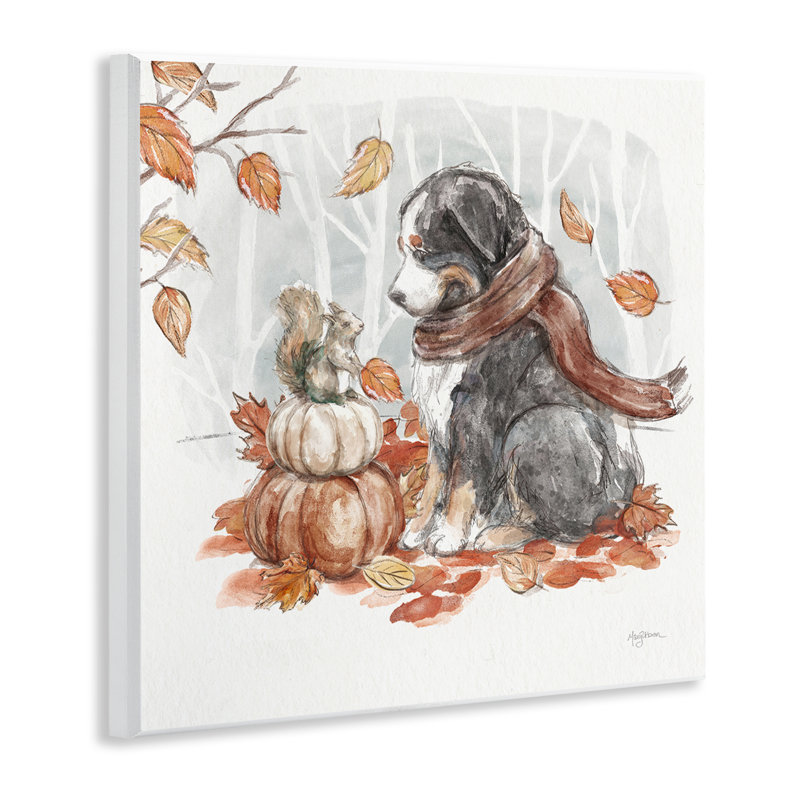 "Dog & Fall Pumpkins", art mural par Mary Urban