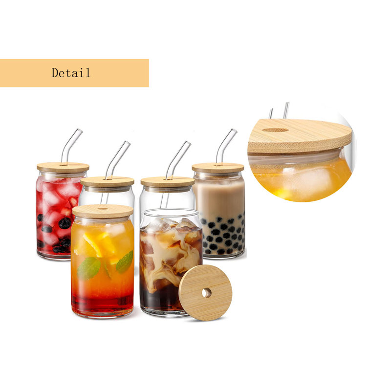 6 Pack Glass Cups Set - 24oz Mason Jar with Bamboo Lids and Glass Straw & 3  Airtight Lids - Cute Bob…See more 6 Pack Glass Cups Set - 24oz Mason Jar