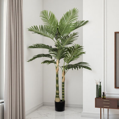 Palmier artificiel de 5 pi Golden Cane - Faux palmier résistant aux rayons UV, faux arbre tropical nécessitant peu d'entretien pour l'intérieur / extérieur / décoration de bureau / patio
