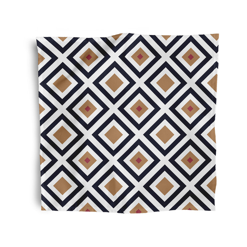 Lakiyah Polyester Geometric Square Napkin, Navy