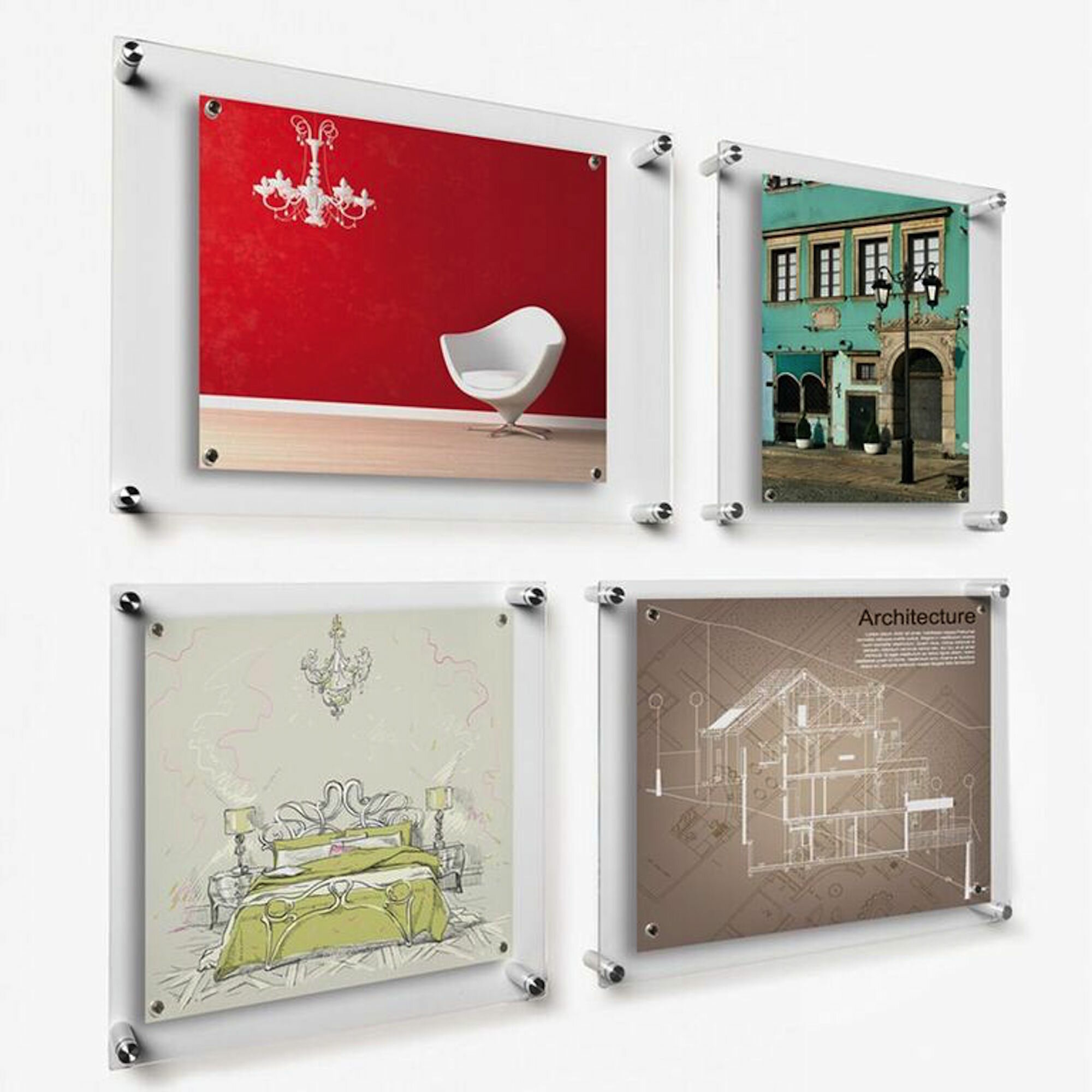 Double Panel Acrylic Float Picture Frame Wexel Art Color: Silver