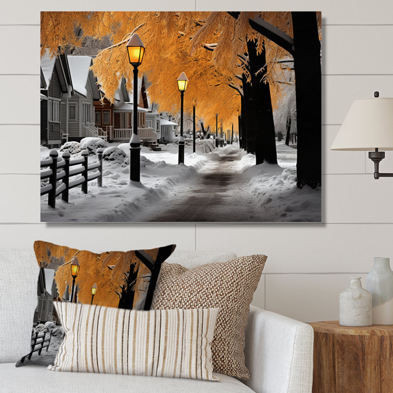 Monochromes d'hiver Street Charm I - paysages, art mural sur toile, H 12 po x l 20 po, Toile tendue