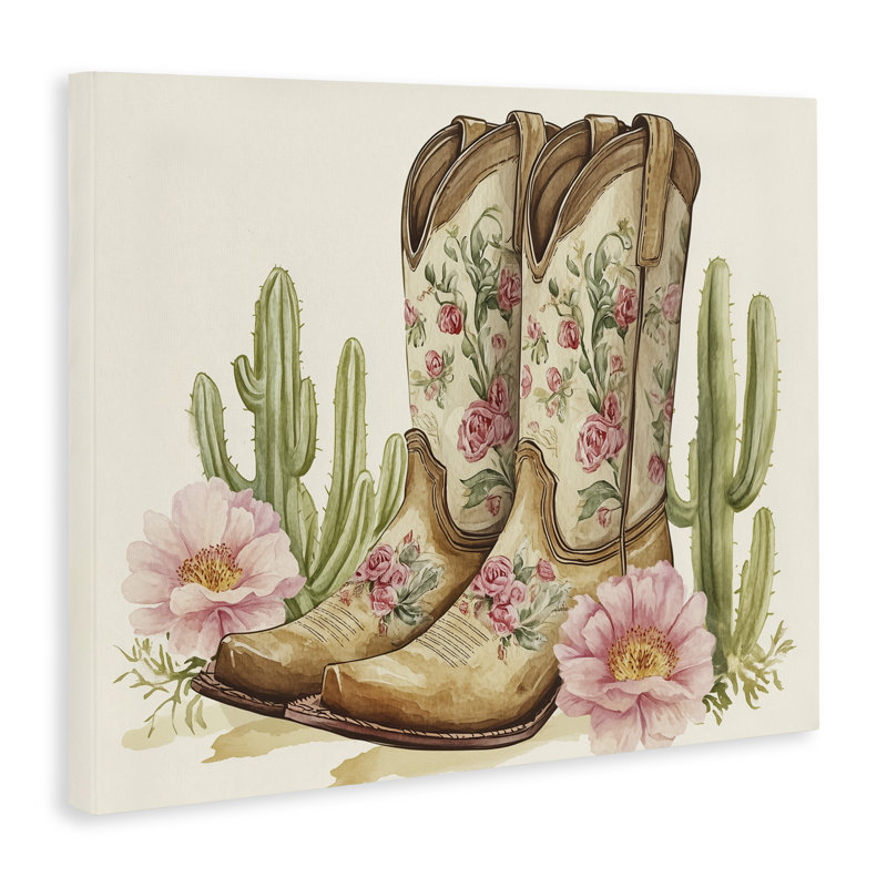 Bottes florales et toile de cactus, design par Heidi Kuntz, H 16 po x l 20 po