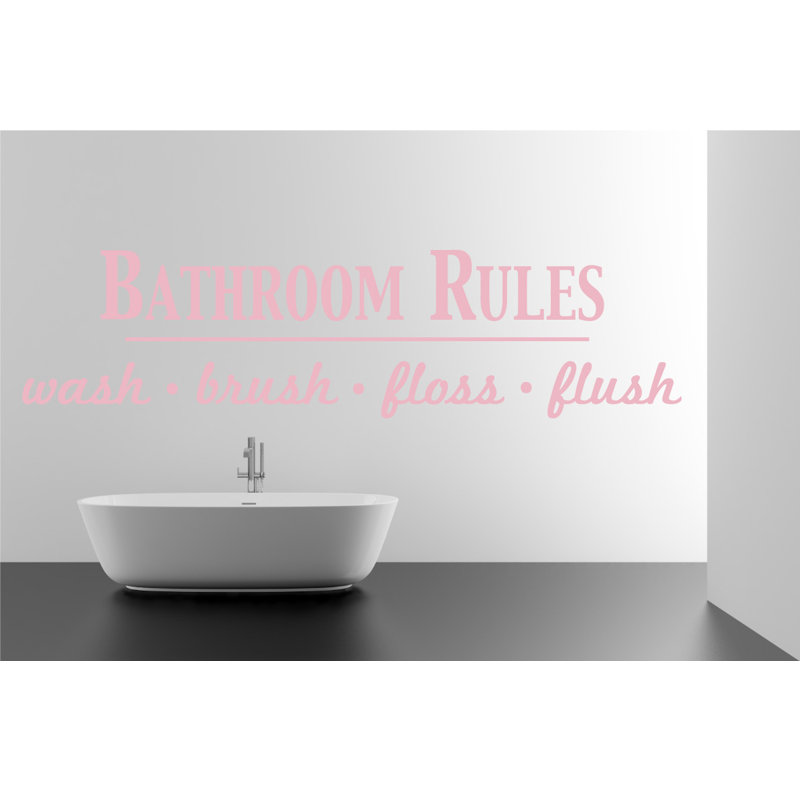 Décalcomanie murale règles de salle de bain, Rose œillet, H 9 po x l 36 po x P 0,01 po