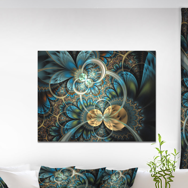 «Symmetric Blue Gold Fractal Flower», impression, H 20 po x l 40 po x P 1 po, H 36 po x l 46 po x p 1,5 po