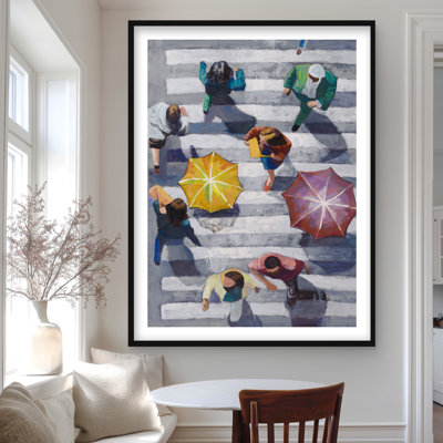 "People Crossing the Street - Man", reproduction d'art contemporain encadrée