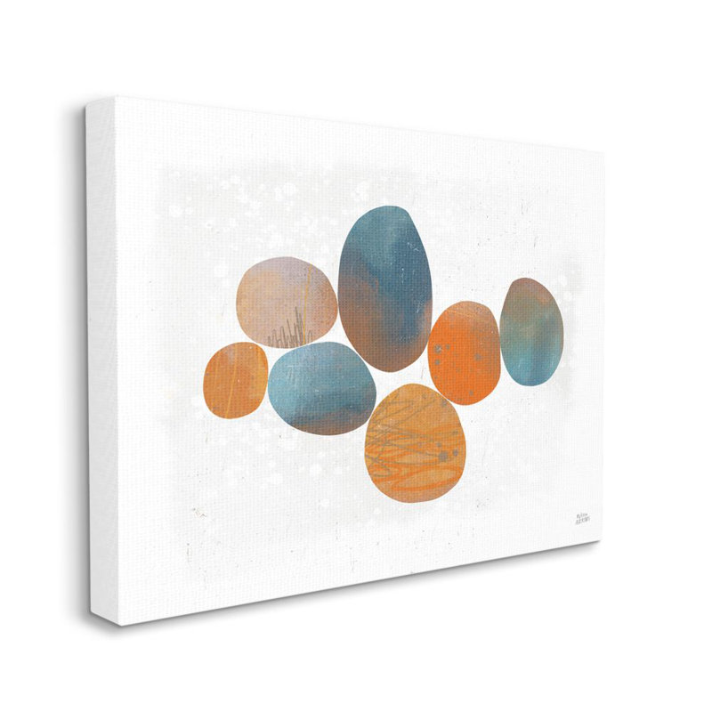 «Abstract Blue Orange Stone Shapes» par Danhui Nai, H 30 po x l 40 po, Toile tendue