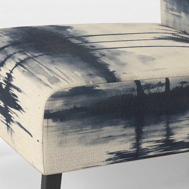 Chaise rembourrée Palm Trees - Fauteuil de chambre coloré sur des palmiers tropicaux, Slipper Armless
