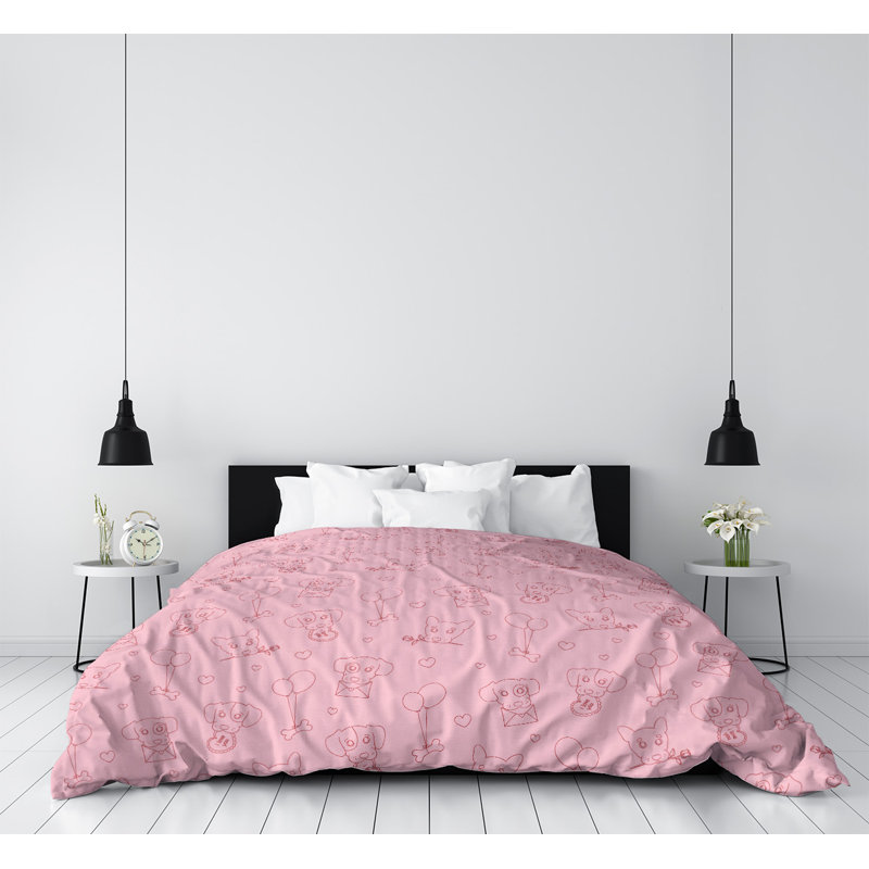 Modern & Contemporary Duvet Cover, Microfiber, Twin XL Duvet Cover, Light Pink/Red