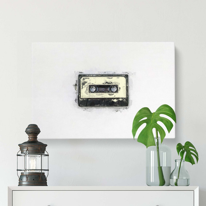Retro Style Cassette Tape In Abstract - Wrapped Canvas, 50cm H x 76cm W x 3cm D