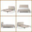 Structure de lit tapissier grand en velours côtelé crème avec pieds en métal et tête de lit cannelée - aucun sommier nécessaire-273631077
