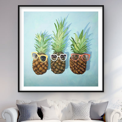 Summer Pineapples - nourriture turquoise encadrée