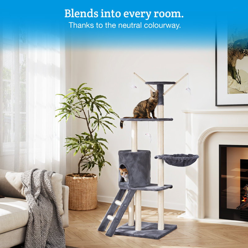 Cat Tree 146cm with Sisal Scratching Posts, Grey