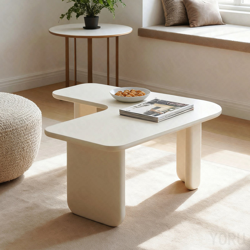 Table basse 35,43 "en L - modulaire, peu encombrante - blanche