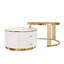 Table basse gigogne 2 pièces Modern avec tiroirs et plateau en verre trempé brun