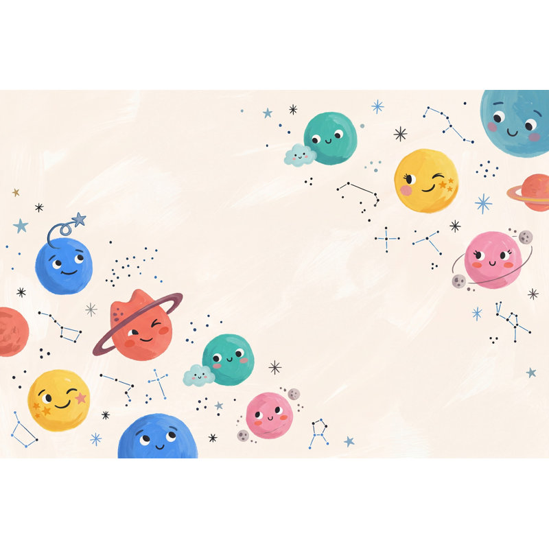 Décoration murale amovible Space Space Planets Constellations, 140 po x 108 po, Peler et coller