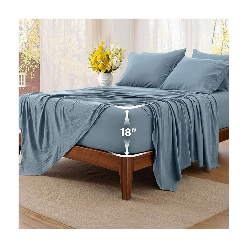Bedsure Deep Pocket Queen Sheets - 6 Piece, Prewashed Ultra-Soft Queen Sheet Set, Fits Mattresses Up To 18 Inches Thick, Breathable & Secure Fit, Hotel Luxury Bedding, Black