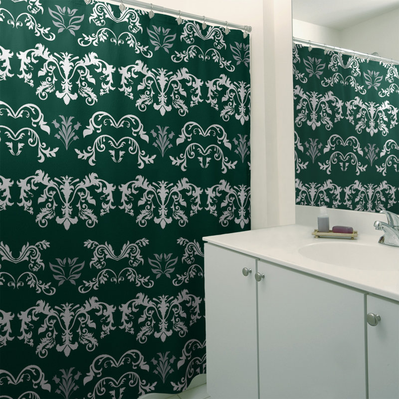Rideau de douche New York, Vert foncé / blanc / gris