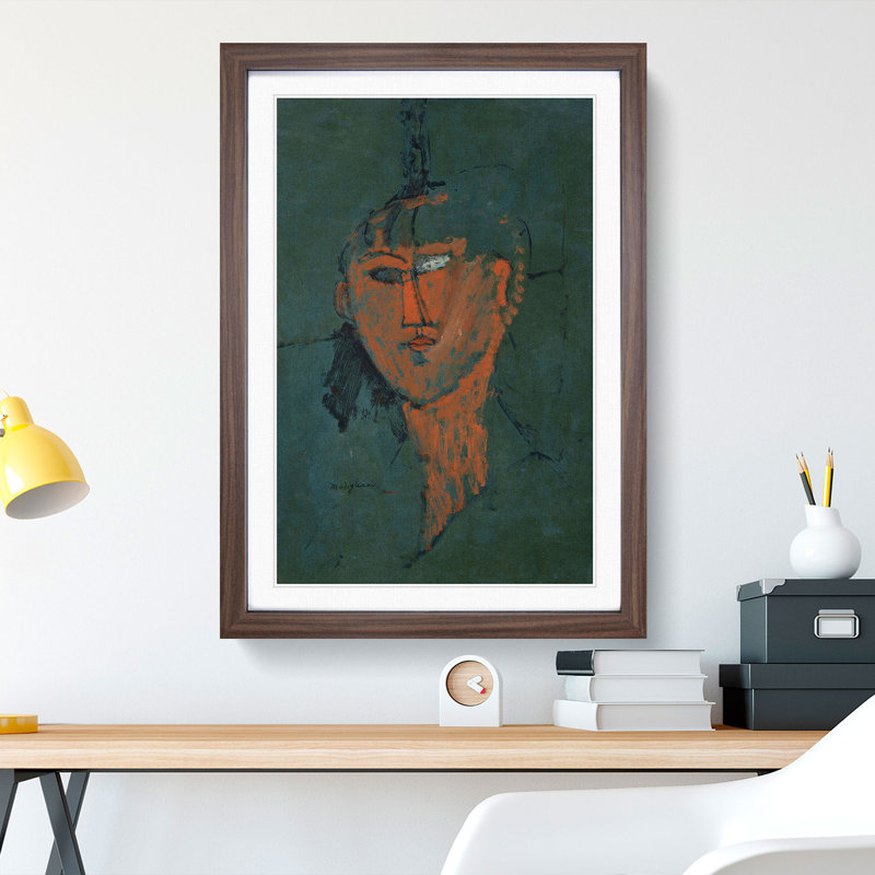 Testa Rossa by Amedeo Modigliani - Picture Frame Painting, 48cm H x 36cm W x 2cm D, Walnut