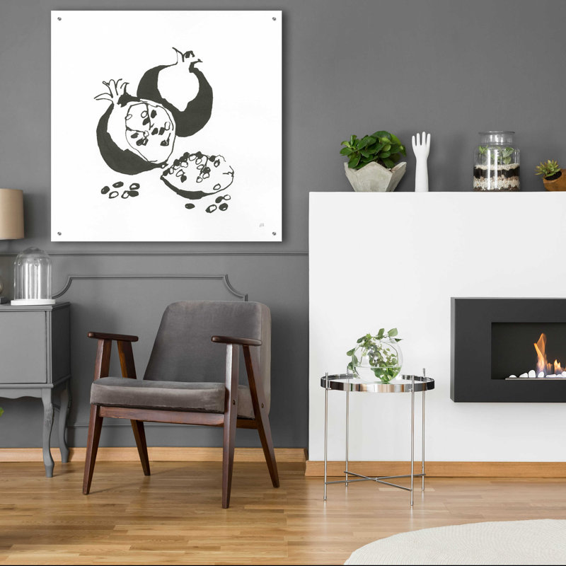 «Pomegranate II BW» par Chris Paschke - Peinture sans cadre, H 36 po x l 36 po x P 0,2 po