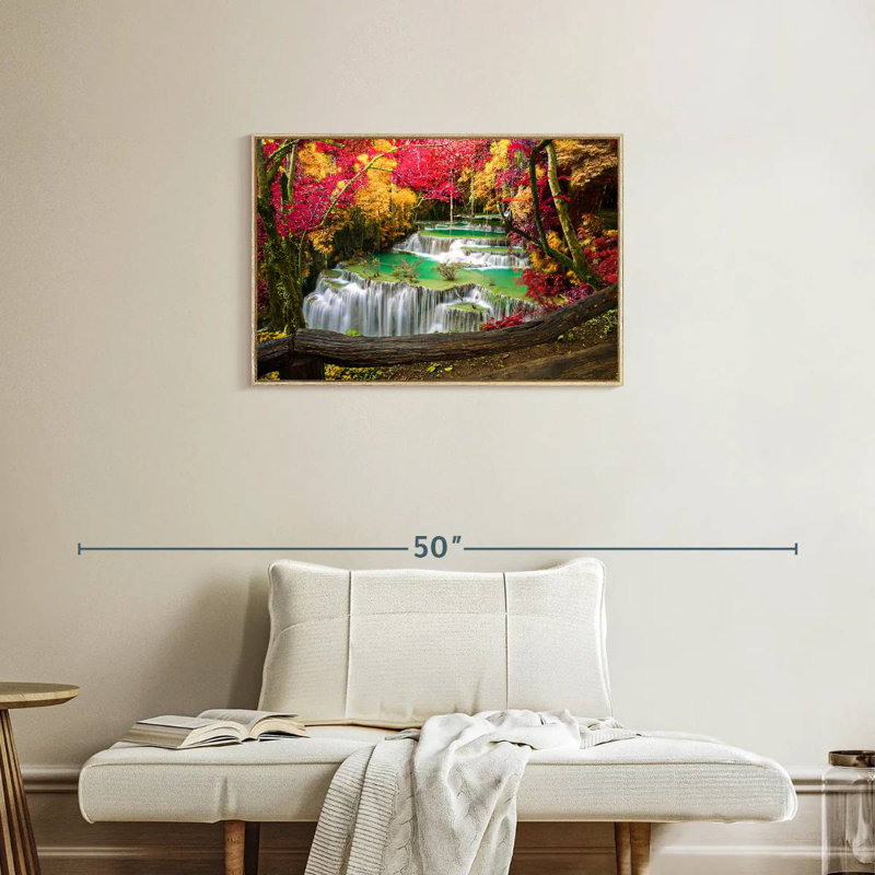 Cascade Huai Mae Khamin, Cadre flottant en bois naturel, 31 po x 21 po