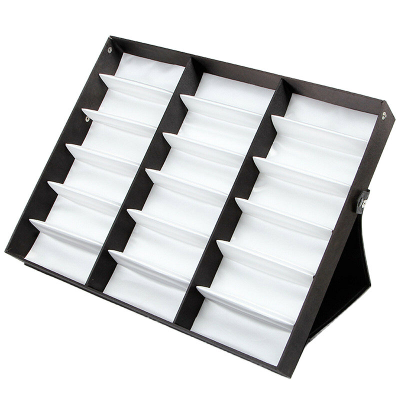 18.7" 18-Grid Sunglasses Storage Box Display Case, White