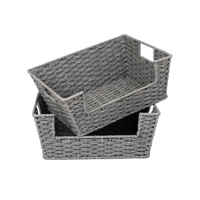 Wicker Baskets for Organizing, Gray