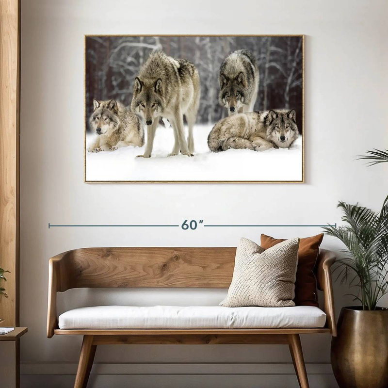Loup, Cadre flottant en bois naturel, 46 po x 31 po