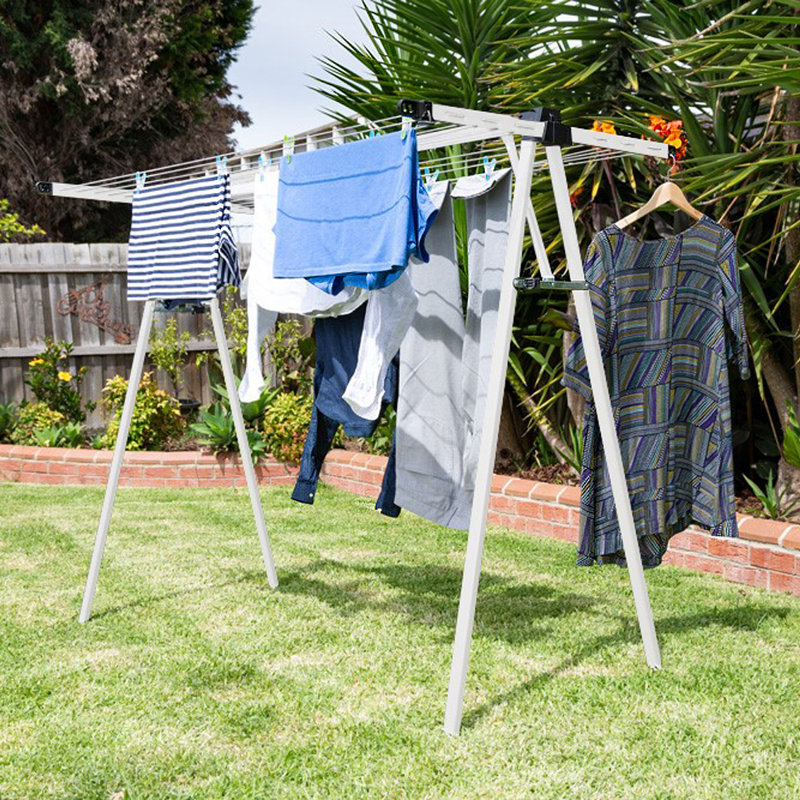 Daytek Steel Portable A-Frame Drying Rack, White Mist