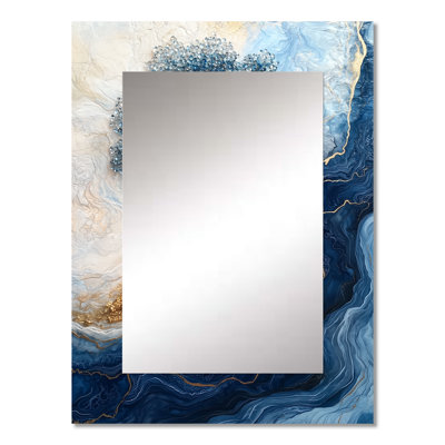 Aqua Tree Of Life Into The River Of Existence I - Tree Of Life Wall Mirror, Traditional Decorative Mirror, Printed Metal Art