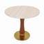 Table de salle à manger ronde de 85 cm (33,5 po) en pierre frittée et pieds en bois d'hévéa, piétement design en bois d'hévéa avec accents en osier tressé à la main et base en acier inoxydable pour cuisine, appartement et bistrot-242051160