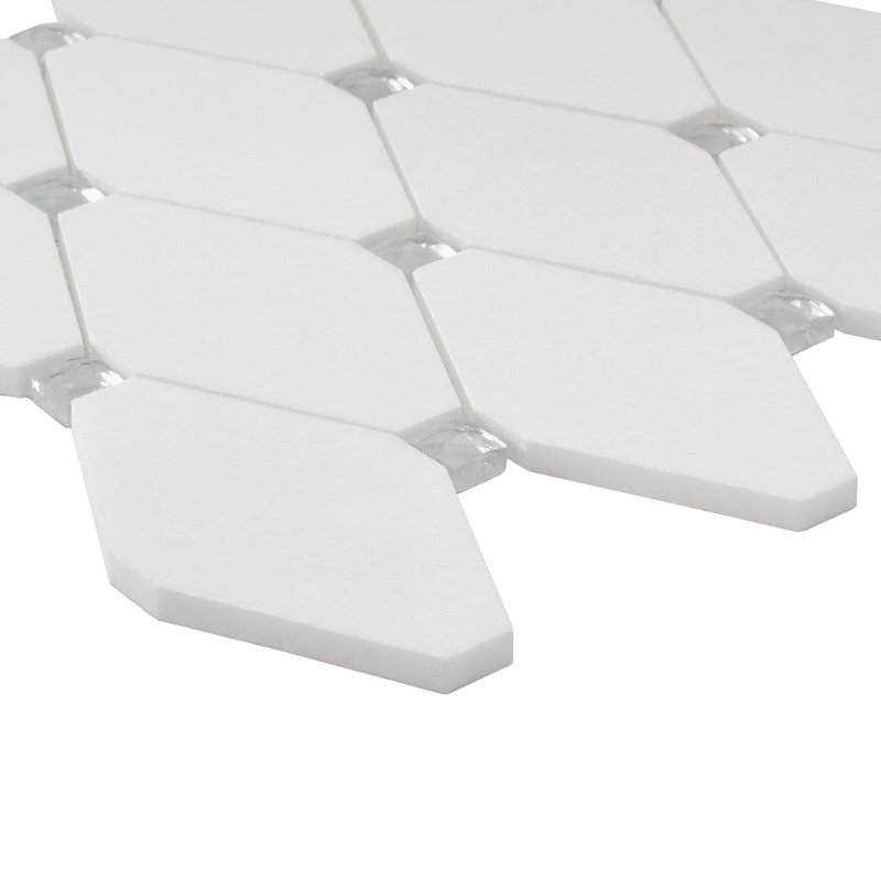 Reflection 3x5 Diamond Mirror Marble and Glass Mosaic Tile