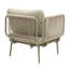 Fauteuil club extérieur moderne avec accoudoirs en corde tressée à la main, structure en aluminium antirouille, coussin beige inclus.