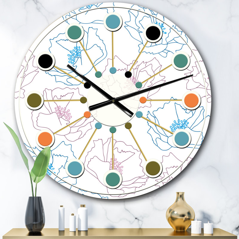 Horloge murale rétro Mid-Century, Surdimensionné