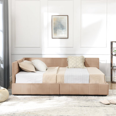 Lit de jour confortable en velours rose pour le salon de la chambre à coucher avec pieds rembourrés