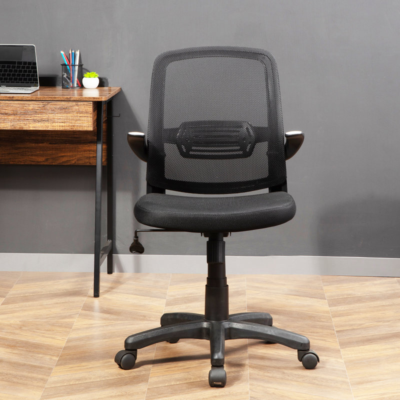 Chaise de travail ergonomique en filet avec accoudoirs rabattables