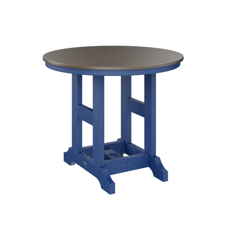 Berlin Gardens Garden Classic Round Dining Table, Hammered Top Bronze, Pacific Blue, 30.87" H x 38" W x 38" D