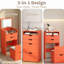Coiffeuse 3 en 1 avec miroir rabattable et lumières, bureau de maquillage compact avec tabouret caché et tiroirs de rangement, orange-592028870