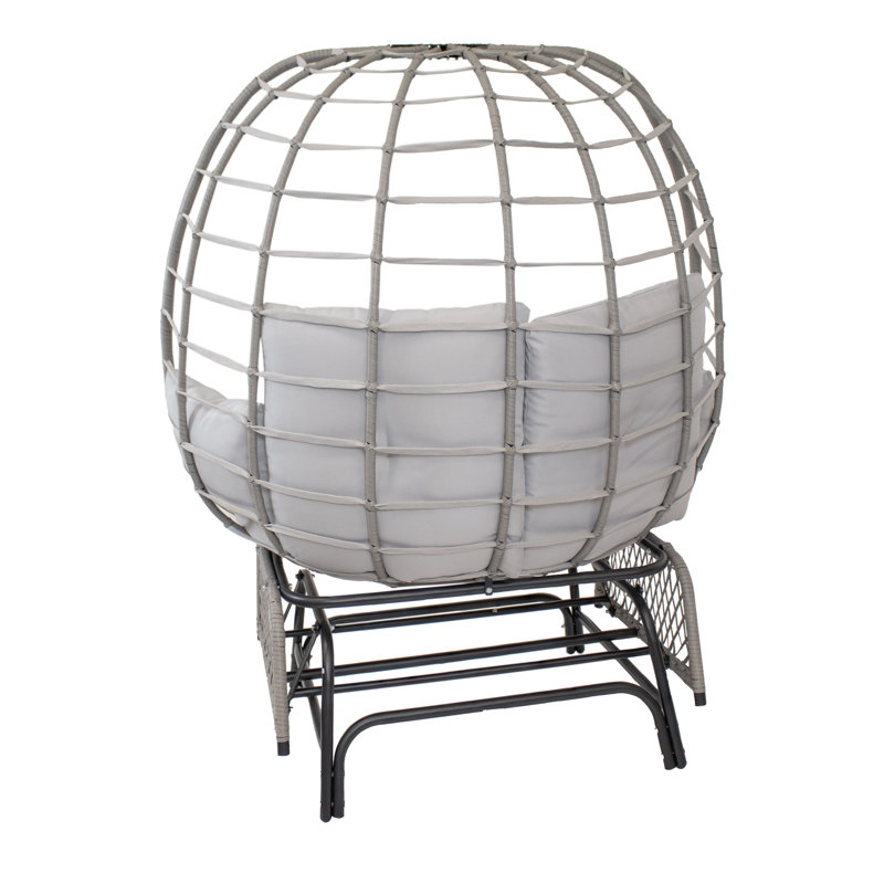 Double Egg Chair Glider with Throw Pillows - Gray