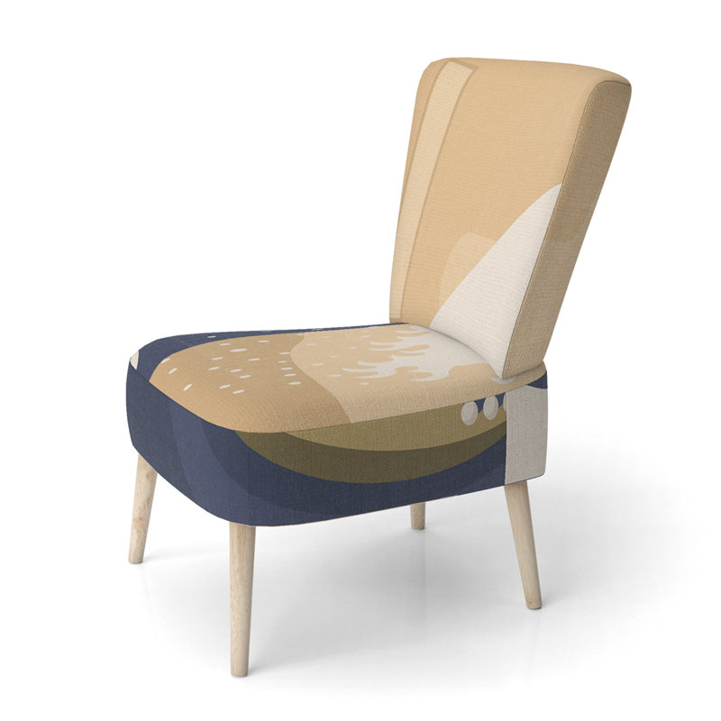 Chaise d'appoint, motif floral beige tapissé - motif floral beige II, Brun / bleu