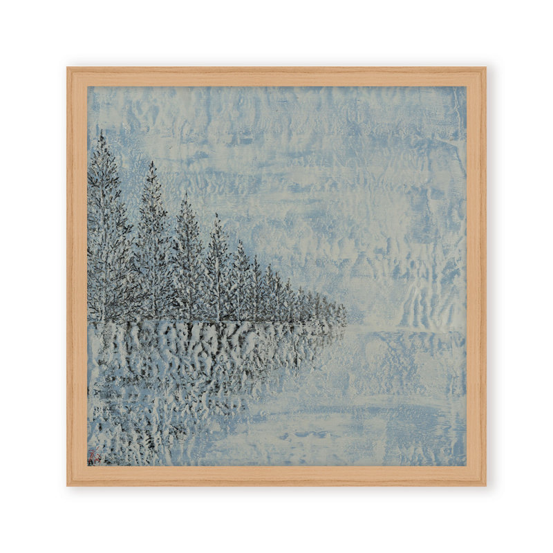 Nature Inspired "Frozen Serenity" Canvas Wall Art By , 20" H x 20" W, Black, Framed Matted Print
