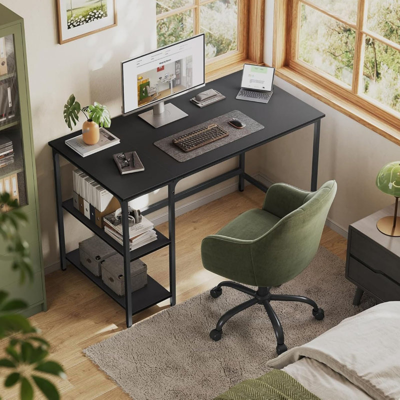 MDF Steel Computer Desk, 76 cm H x 10 cm W x 60 cm D, Black