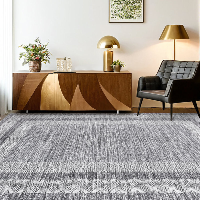 Randolph Machine Washable Rug Non-Shedding Rug for Living Room Bordered Design Modern Rug Soft Fluffy Pile Throw Rug Indoor Carpet Ultra-Thin Floor Cover for Bedroom Hallway Dining Room Kitchen Office Playroom